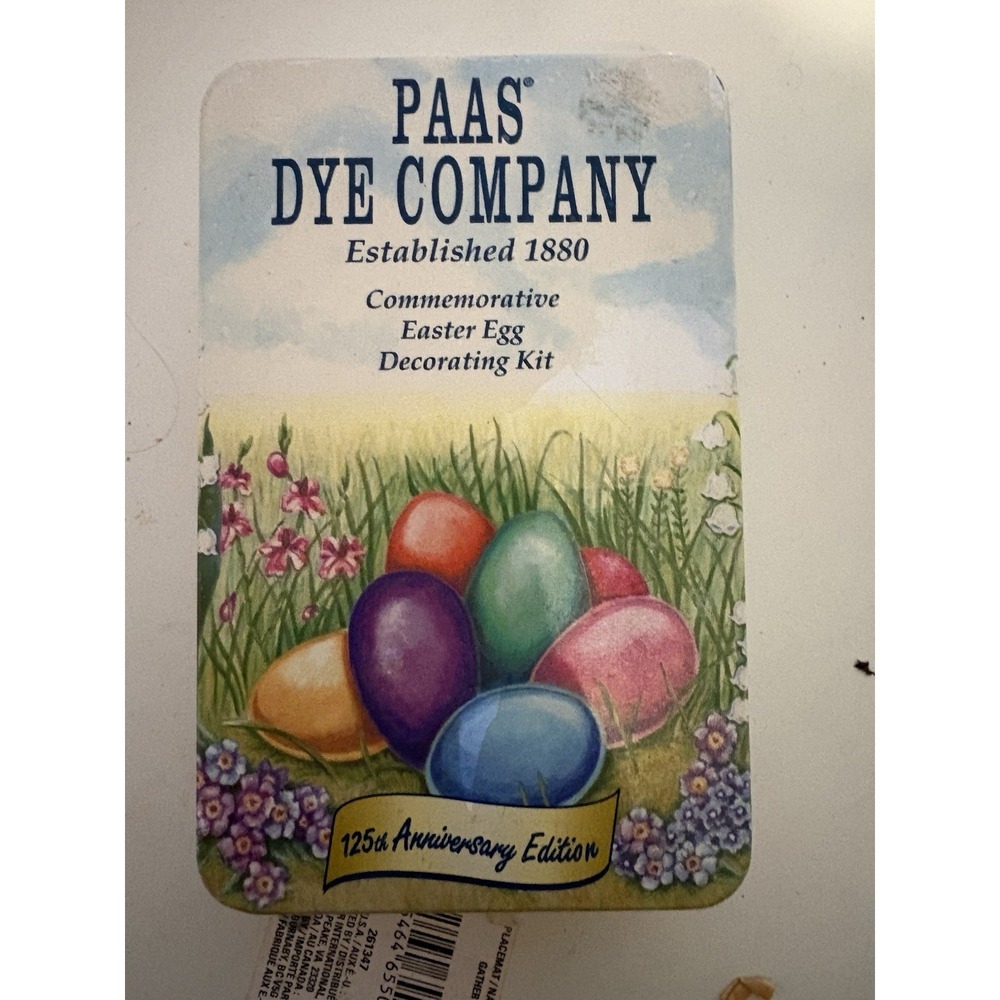 Paas Dye Company Vintage 125th Anniversary Easter Egg Coloring Kit Collector Tin